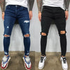 Men Knee Hole Ripped Stretch Skinny jeans 