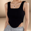 Women Cotton Tank Tops with Bra Pad Casual Crop Tops Ruffles Knitted Camis Sleeveless Solid Tops for Women Spring Summer