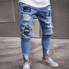 Men Knee Hole Ripped Stretch Skinny jeans 