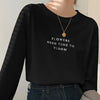 Women Letter Printed T-Shirt Long Sleeve Loose Casual O-Neck Shirt 2024 