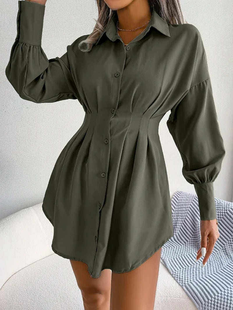 Women's Casual Buttons Long Sleeve Shirt Dress