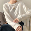 Women Letter Printed T-Shirt Long Sleeve Loose Casual O-Neck Shirt 2024 