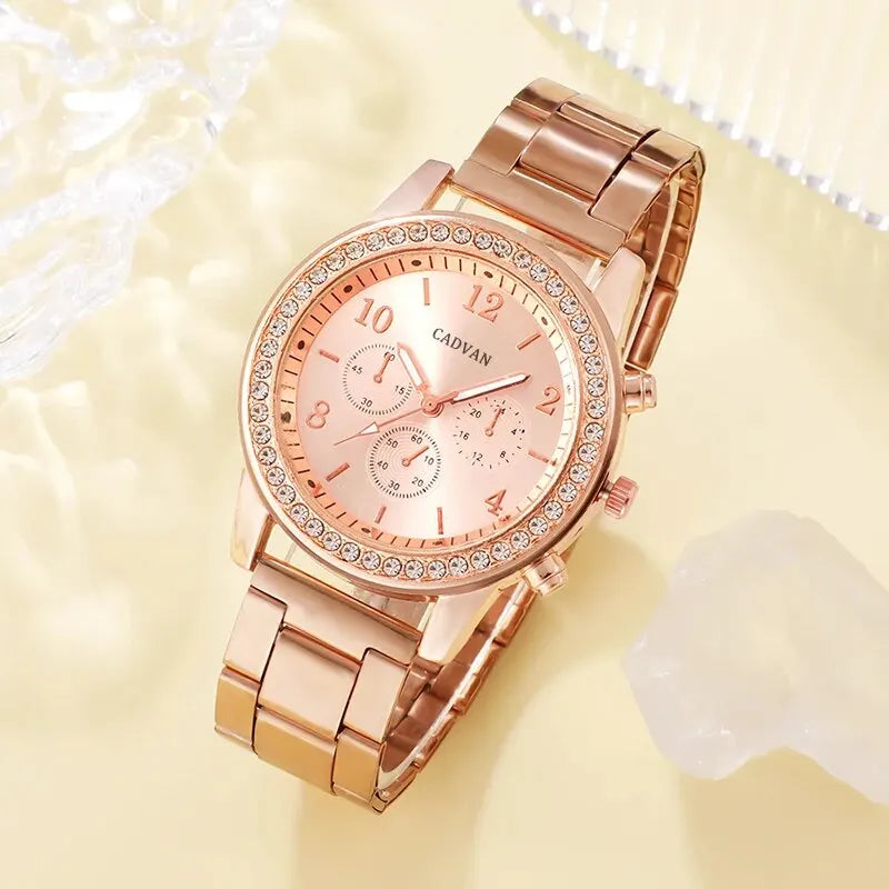 6PCS Set Rose Gold Luxury Watch for Women