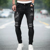 Men Knee Hole Ripped Stretch Skinny jeans 