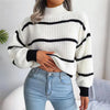 WOMEN STRIPED KNIT LOOSE SWEATER, CASUAL STREETWEAR SWEATER 2024