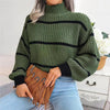 WOMEN STRIPED KNIT LOOSE SWEATER, CASUAL STREETWEAR SWEATER 2024