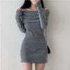 Women Slash Neck Knitted Bodycon Dress off Shoulder Sexy Slim Dress Solid Streetwear Pullover Dresses Women 2024 Spring