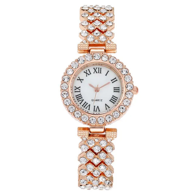 2Pcs Set Luxury Women Shiny Bracelet Watches  