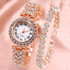 2Pcs Set Luxury Women Shiny Bracelet Watches  