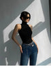 Women off Shoulder Tops Turtleneck Tank Tops Knitted Hot Tops Women 2024 Summer Skinny round Neck Solid Cute Cropped