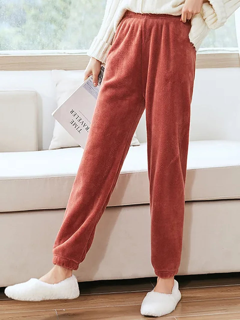 Women's Winter Velvet Sets Pullover and Elastic Waist Pants 