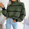 WOMEN STRIPED KNIT LOOSE SWEATER, CASUAL STREETWEAR SWEATER 2024