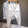 New White Jeans Men All-Match Fashion Ripped Hole pants